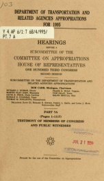 Department of Transportation and related agencies appropriations for 1995 : hearings before a subcommittee of the Committee on Appropriations, House of Representatives, One Hundred Third Congress, second session Pt. 7A_cover