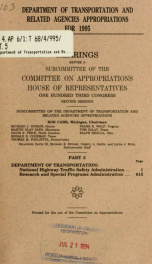 Department of Transportation and related agencies appropriations for 1995 : hearings before a subcommittee of the Committee on Appropriations, House of Representatives, One Hundred Third Congress, second session Pt. 5_cover