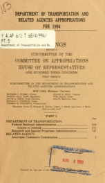 Department of Transportation and related agencies appropriations for 1994 : hearings before a subcommittee of the Committee on Appropriations, House of Representatives, One Hundred Third Congress, first session Pt. 5_cover