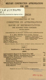 Military construction appropriations for 1995 : hearings before a subcommittee of the Committee on Appropriations, House of Representatives, One Hundred Third Congress, second session Pt. 1_cover