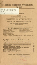 Military construction appropriations for 1995 : hearings before a subcommittee of the Committee on Appropriations, House of Representatives, One Hundred Third Congress, second session Pt. 5_cover