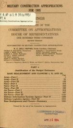 Military construction appropriations for 1995 : hearings before a subcommittee of the Committee on Appropriations, House of Representatives, One Hundred Third Congress, second session Pt. 4_cover