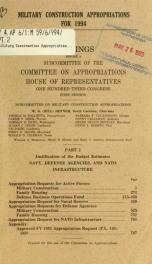 Military construction appropriations for 1994 : hearings before a subcommittee of the Committee on Appropriations, House of Representatives, One Hundred Third Congress, first session Pt. 2_cover