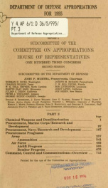 Department of Defense appropriations for 1995 : hearings before a subcommittee of the Committee on Appropriations, House of Representatives, One Hundred Third Congress, second session Pt. 3_cover