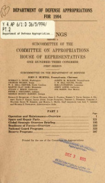 Department of Defense appropriations for 1994 : hearings before a subcommittee of the Committee on Appropriations, House of Representatives, One Hundred Third Congress, first session Pt. 2_cover