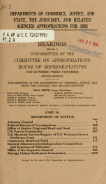 Departments of Commerce, Justice, and State, the judiciary, and related agencies appropriations for 1995 : hearings before a subcommittee of the Committee on Appropriations, House of Representatives, One Hundred Third Congress, second session PT. 2A_cover