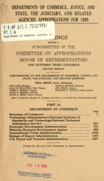 Departments of Commerce, Justice, and State, the judiciary, and related agencies appropriations for 1995 : hearings before a subcommittee of the Committee on Appropriations, House of Representatives, One Hundred Third Congress, second session Pt. 1 A_cover