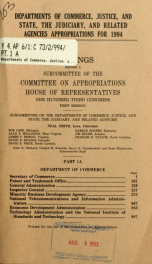 Departments of Commerce, Justice, and State, the Judiciary, and related agencies appropriations for 1994 : hearings before a subcommittee of the Committee on Appropriations, House of Representatives, One Hundred Third Congress, first session Pt. 1A_cover