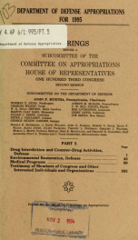 Department of Defense appropriations for 1995 : hearings before a subcommittee of the Committee on Appropriations, House of Representatives, One Hundred Third Congress, second session Pt. 5_cover