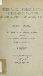 Quomodo Tacitus, historiarum scriptor : in hominum memoria versatus sit usque ad renascentes literas saeculis xiv. et xv_cover