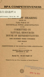 BPA proposed fiscal year 1994 budget : oversight hearing before the Task Force on Bonneville Power Administration of the Committee on Natural Resources, House of Representatives, One Hundred Third Congress, first session, on the Bonneville Power Administr_cover