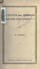 De Aegyptiarum [kmn] administratione qualis fuerit aetate lagidarum_cover