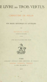 Le livre des trois vertus de Christine de Pisan et son milieu historique et littéraire_cover