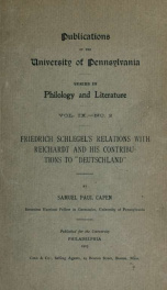 Friedrich Schlegel's relations with Reichardt and his contributions to "Deutschland"_cover