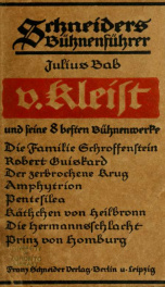 Heinrich von Kleist und seine Bühnenwerke, eine Einführung_cover
