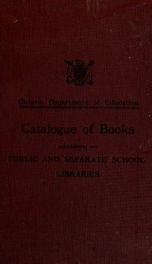 Catalogue of books recommended for public and separate school libraries_cover