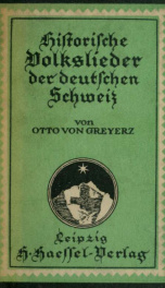 Historische Volkslieder der deutschen Schweiz_cover