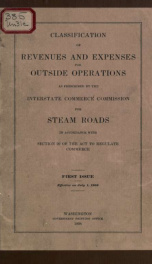 Classification of revenues and expenses for outside operations, as prescribed by the Interstate Commerce Commission for steam roads, in accordance with section 20 of the Act to Regulate Commerce_cover