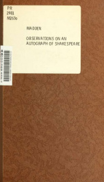 Observations on an autograph of Shakespeare, and the orthography of his name_cover