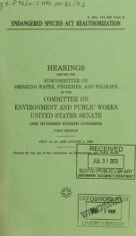 Endangered Species Act reauthorization : field hearings before the Subcommittee on Drinking Water, Fisheries, and Wildlife of the Committee on Environment and Public Works, United States Senate, One Hundred Fourth Congress, first session, June 1, 1995--Ro_cover