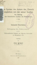 Die Syntax des Autors der Chronik verglichen mit der seiner Quellen. Ein Beitrag zur historischen Syntax des Hebraischen_cover