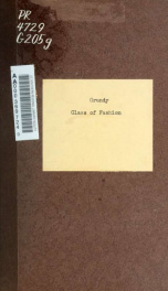 The glass of fashion; an original comedy in four acts_cover