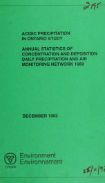 Annual statistics of concentration and deposition : daily precipitation and air monitoring network 1989_cover