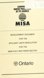 The development document for the draft effluent monitoring regulation for the pulp and paper sector_cover