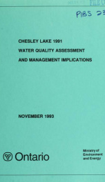 Chesley Lake 1991 water quality assessement and management implications_cover