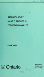 Stability study : 4-AAP phenolics in preserved samples_cover