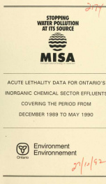 Acute lethality data for Ontario's inorganic chemical sector effluents covering the period from December 1989 to May 1990 : report_cover