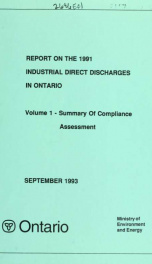 Report on the 1991 Industrial direct discharges in Ontario 1_cover