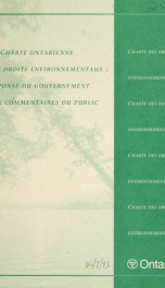 La Charte Ontariennne Des Droits Environnementaux: Reponse du Gouvernement Aux Commentaires du Public_cover