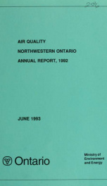 Air quality, Northwestern Ontario : annual report_cover