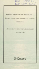 Rapport du Groupe de travail sur la Charte ontarienne des droits environnementaux_cover