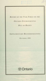 Report of the Task Force on the Ontario Environmental Bill of Rights : supplementary recommendations_cover