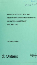 Phytotoxicology Soil and Vegitation Assessment Survey: Ici Limited, Courtright 1991 and 1992 (Arb-272-92)_cover