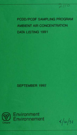 PCDD/PCDF sampling program, ambient air concentration data listing 1991_cover