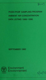 PCDD/PCDF sampling program, ambient air concentration data listing 1988-1990_cover
