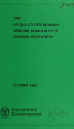 Air quality data summary, Regional Municipality of Hamilton-Wentworth 1990_cover