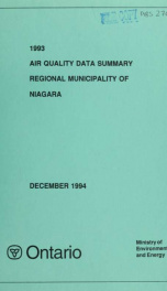 1993 Air quality data summary, Regional Municipality of Niagara 1993_cover