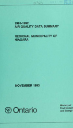 1991-1992 Air quality data summary, Regional Municipality of Niagara 1991-92_cover