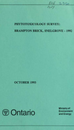 Phytotoxicology Survey: Brampton Brick, Snelgrove - 1992_cover
