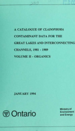 Catalogue of Cladophora Contaminant Data for Great Lakes and Interconnecting Channels, 1981-1989, Organics 2_cover