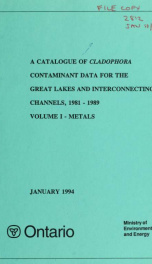 Catalogue of Cladophora Contaminant Data for Great Lakes and Interconnecting Channels, 1981-1989 1_cover
