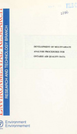 Development of multivariate analysis procedures for Ontario air quality data : report_cover