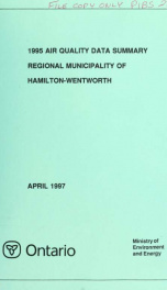 Air quality data summary, Regional Municipality of Hamilton-Wentworth 1995_cover