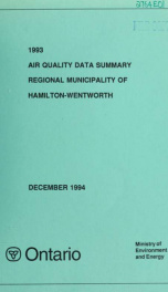 Air quality data summary, Regional Municipality of Hamilton-Wentworth 1993_cover