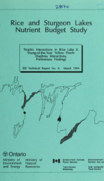 Trophic Interactions in Rice Lake II. Young-of-the-year Yellow Perch Daphnia Interactions, Preliminary Findings_cover