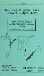 Water Chemistry Data for Rice Lake, Sturgeon Lake and Their Respective Catchment 1986-89_cover